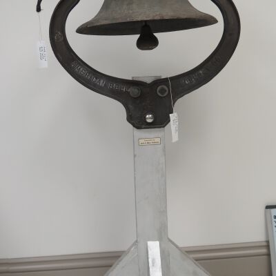 Bell on stand: Origsize: 22" (h) x 16" (w; Origformat: Artifact