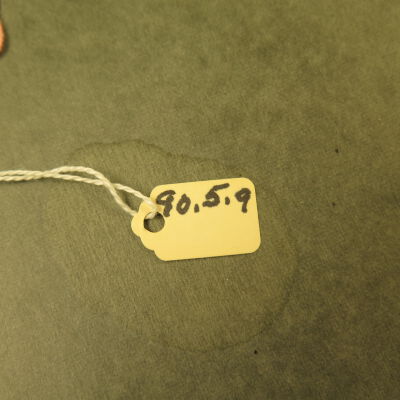 Close up of number on handkerchief.: Origsize: 12" (w) x 12" (l); Origformat: Artifact