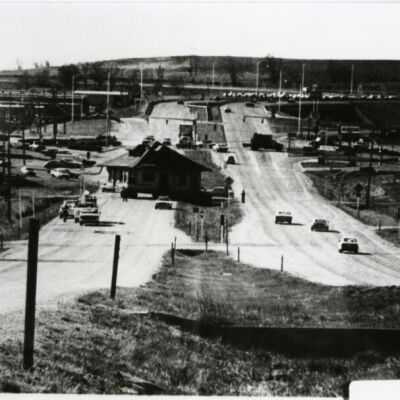 Broomfield depot in transit to its new location, 1976: Origsize: 3.5" x 5"; Origformat: Print-Photographic; Resolution: 1000dpi