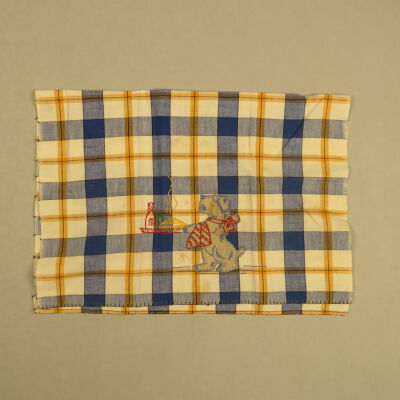 Plaid Tea Towel with Dog Applique