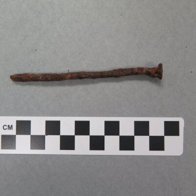 Nail.: Origsize: 4" (l) x .5" (diam); Origformat: Artifact