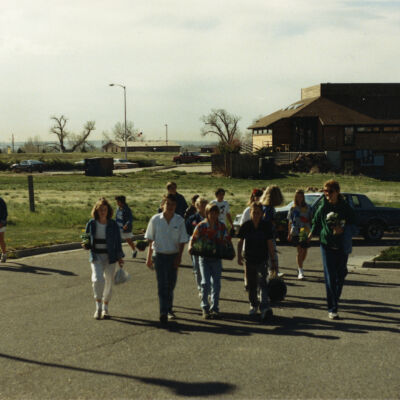 Planting Volunteers in the Broomfield Depot Museum Parking Lot