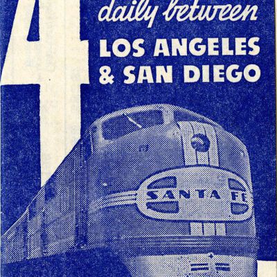 Sample of timetable, small, Atchison, Topeka, and Santa Fe, 1947: Origsize: 2" x 4"; Resolution: 300dpi