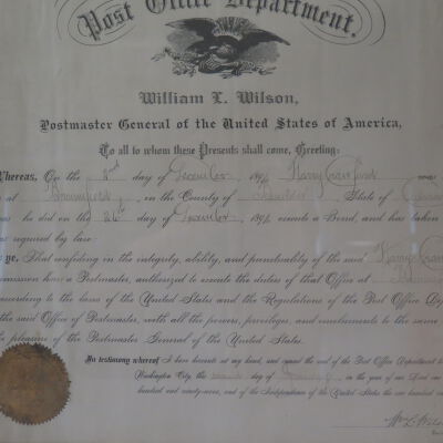Close up of text on certificate.: Origsize: 17" (h) x 21" (w) x; Origformat: Artifact