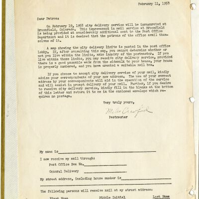 Miles Crawford Scrapbook Pages and Clippings of Broomfield Post Office