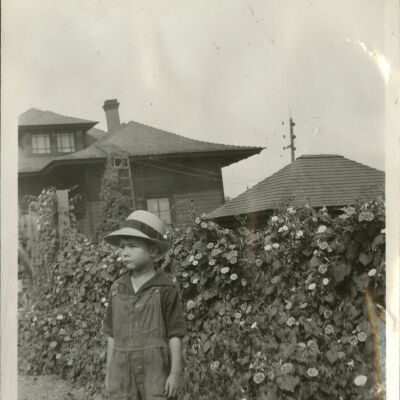 Robert Hillen Standing by Jeanie Hillen's Clematis Plants