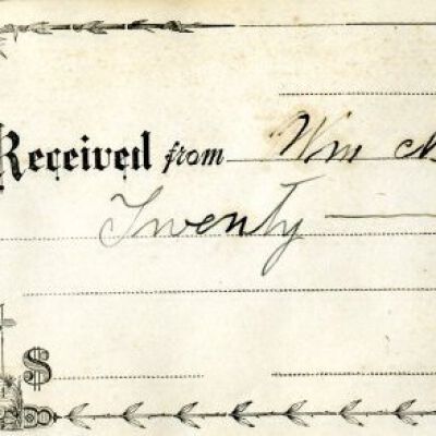 Receipt from inside book, 1987.12.3: Origsize: 2.5" x 8.5"; Origformat: Other; Resolution: 650dpi