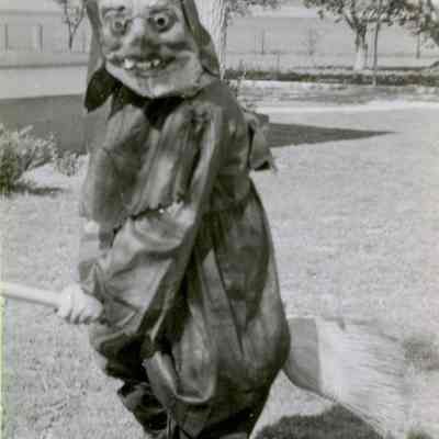 Lester K. Brunner in Halloween Costume at the Brunner Farmhouse