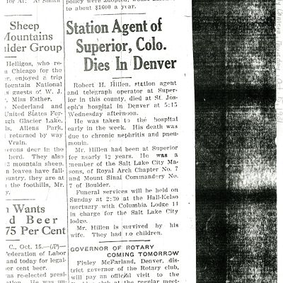 Photocopy of clipping of Robert Hillen obituary, 1931: Origsize: 8.5" x 11"; Origformat: Paper; Resolution: 300dpi