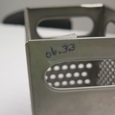 Number on grater.: Origsize: 9" (h) x 4" (w) x 4"; Origformat: Artifact