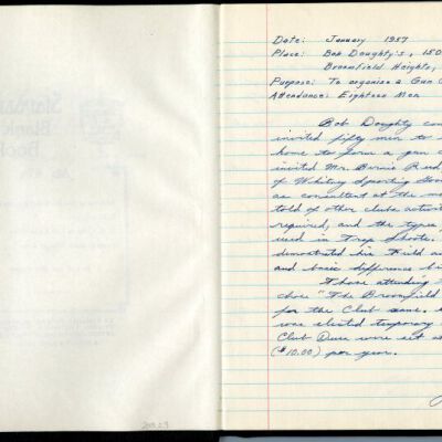 Minutes of Broomfield Gun Club, Founding Entry, 1957: Origsize: 7 1/2" x 9 1/2"; Origformat: Other; Resolution: 300dpi