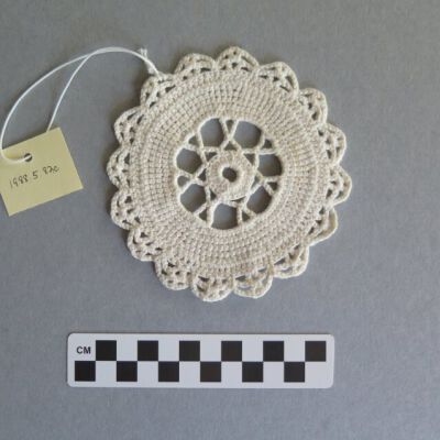 Doily and number of doily.: Origsize: 4.25" (diam); Origformat: Artifact