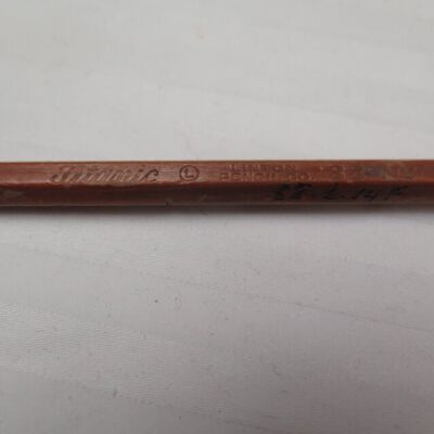 Text on pencil: Origsize: 0.25" (w) x 4.75" (w; Origformat: Artifact