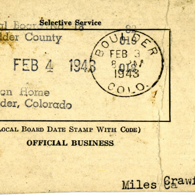 Miles Crawford Selective Service Classification Card