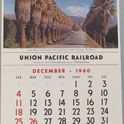 Union Pacific Wall Calendar, 1960-1961