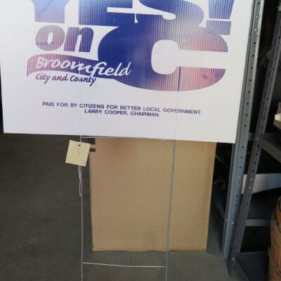 political sign at off-site storage