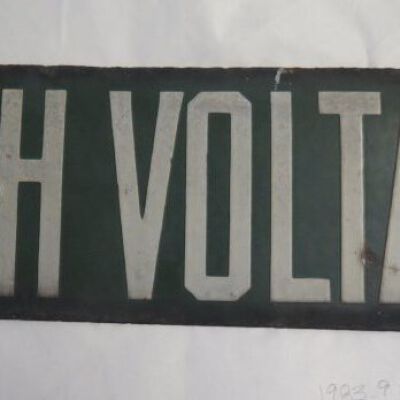 High Voltage Sign: Origsize: 3.75" (h) x 12" (w); Origformat: Artifact