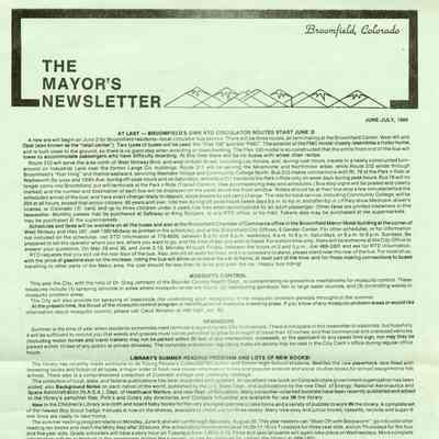 The Mayor's Newsletter, June-July 1980