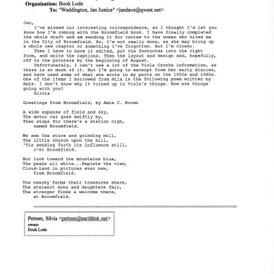 Scanned as master tiff file by Kevin Smith and saved in PastPerfect, 08/16/2016.