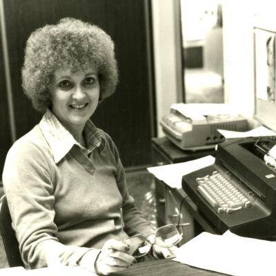 Woman at Desk with Typewriter