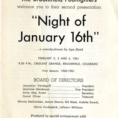 The Broomfield Footlighters Play Programs