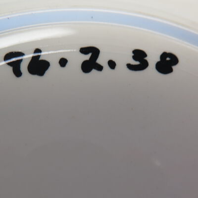 Bottom of plate.: Origsize: 1" (h) x 10" (dia); Origformat: Artifact