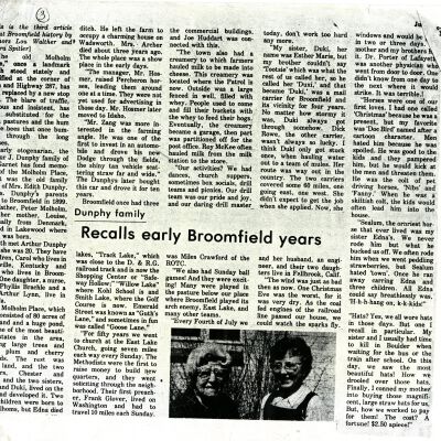 Dunphy Family Recalls early Broomfield years