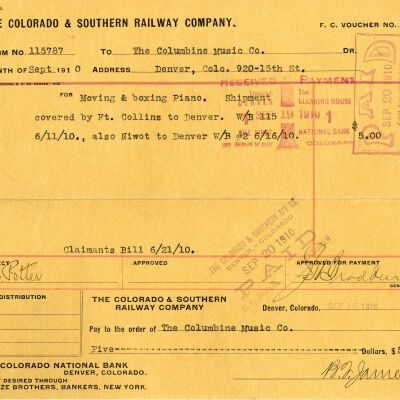 Colorado and Southern Railway Company Voucher