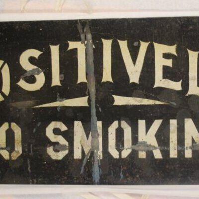 Front of sign: Origsize: 8" (h) x 16" (w); Origformat: Artifact