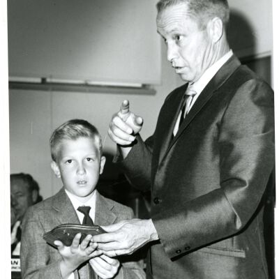 Mayor Dr. Clyde Brunner - presenting award? - Talented Tinker Award - 1970