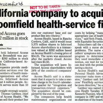 California company to acquire Broomfield health-service firm