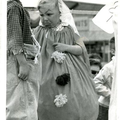 Broomfield Days "Sad Moment" Child in Clown Costume Pouting