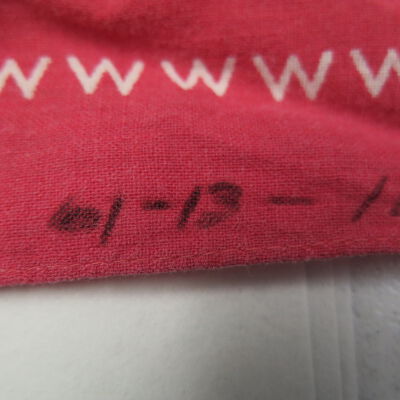 Number on handkerchief: Origsize: 17" (w) x 10" (l); Origformat: Artifact