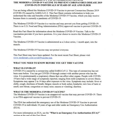 "Fact Sheet for Recipients and Caregivers" 5 Pages