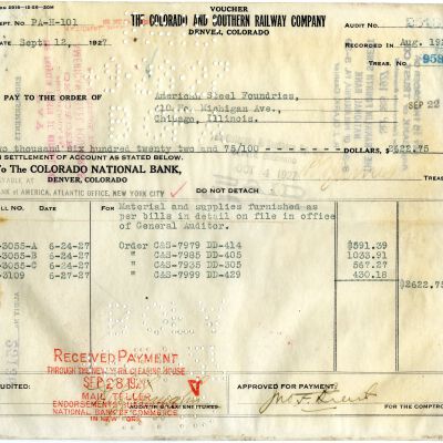 Vouchers for the Colorado and Southern Railway Company