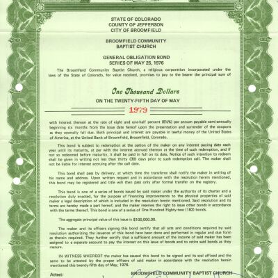Broomfield Community Baptist Church General Obligation Bonds