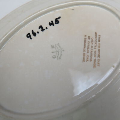 Bottom of platter.: Origsize: 1" (h) x 10.5" (w) x; Origformat: Artifact