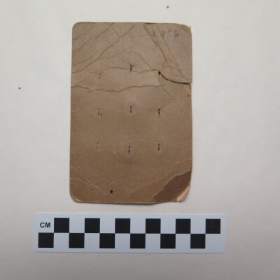 Back of card.: Origsize: 3" (w) x 4.5" (l); Origformat: Artifact