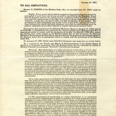 Legal Notice for the Railway Labor Act