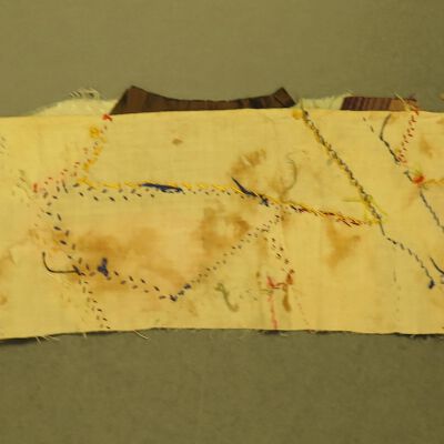 Back of block quilt.: Origsize: 7" (w) x 29" (l); Origformat: Artifact