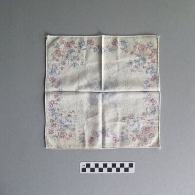 Back of handkerchief: Origsize: 10.5" (w) x 10.5"(l); Origformat: Artifact