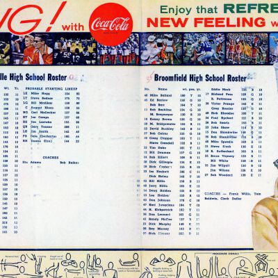 Reproduction Homecoming Football Roster, Louisville vs. Broomfield, October 12, 1962