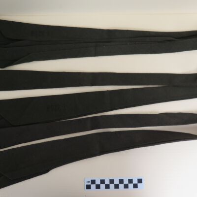 Three ties spread out: Origsize: 3" (w) x 46.5" (l); Origformat: Artifact