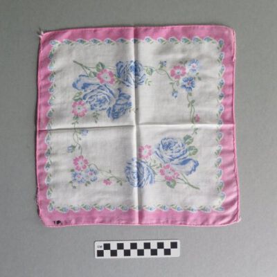 Back of handkerchief: Origsize: 12" (w) x 12"(l); Origformat: Artifact