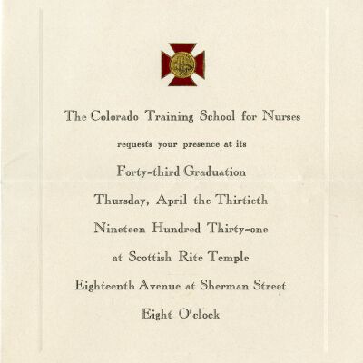 Invitation to the Graduation Ceremony of the Colorado Training School for Nurses