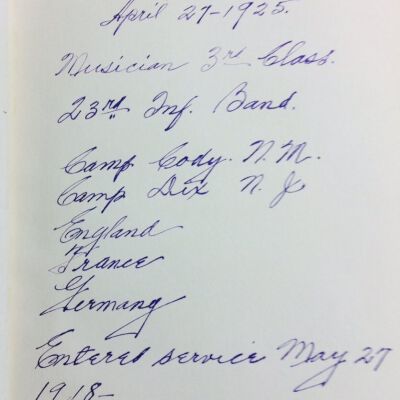 Mr. Huddart's military history as handwritten in book.: Origformat: Book