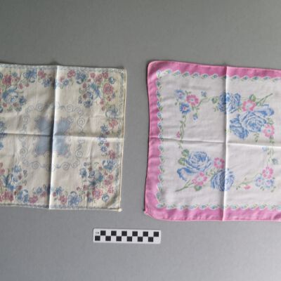 Two handkerchiefs: Origsize: 12" (w) x 12"(l); Origformat: Artifact