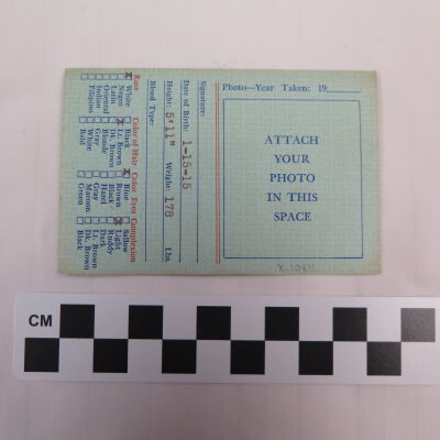 Back of card.: Origsize: 4" (w) x 2.5" (l); Origformat: Artifact