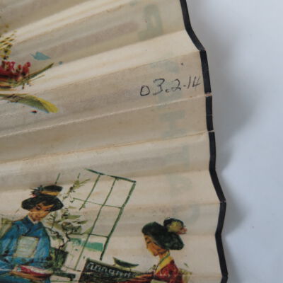 Number detail on hand fan.: Origsize: 0.5" (h) x 2" (w) x; Origformat: Artifact