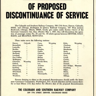 Notice of Proposed Discontinuance of Service